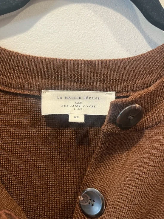 Sezane Jude Cardigan in Chestnut Brown, XS - Picture 4 of 6